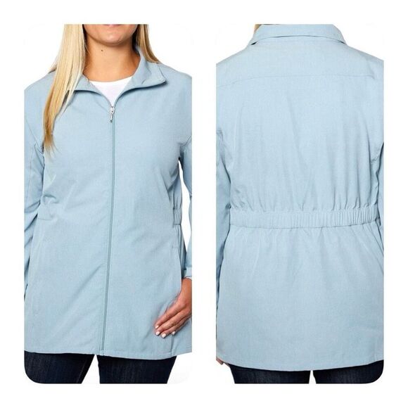HANG TEN Women's UPF 50+ Water Repellant Hybrid Jacket, Light Blue, Size XL - Picture 2 of 12